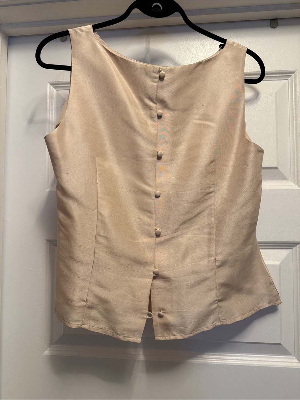 Silk Sleeveless Cream Button-Back Women's Top